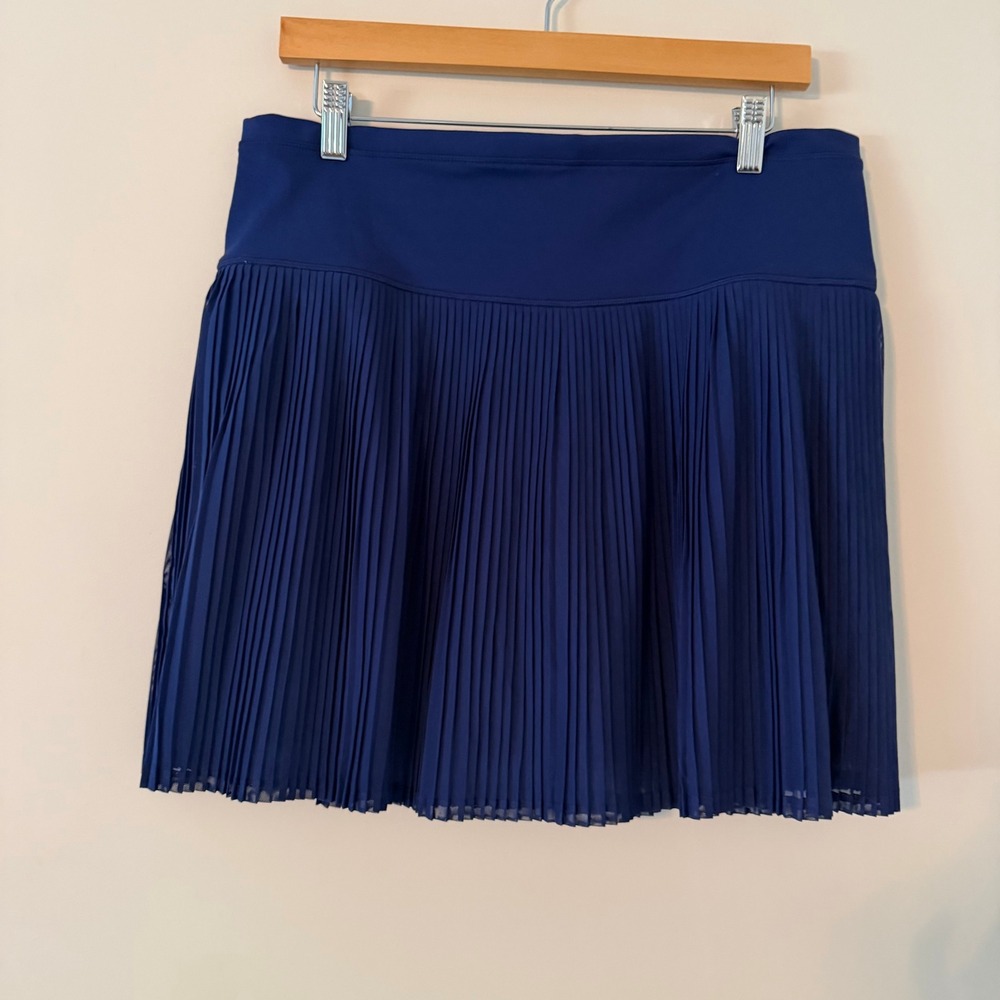 IBKÜL Pleated Mesh Skort Skirt Navy Blue Activewear Women Large